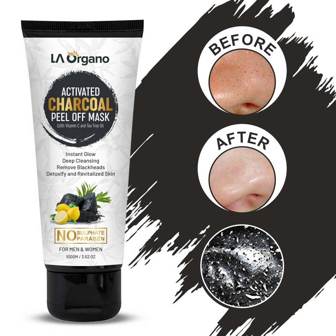 LA Organo Papaya Hydrating Face Gel with Alovera & Vit-E & Activated Charcoal Peel Off Mask Combo - Grab2buy