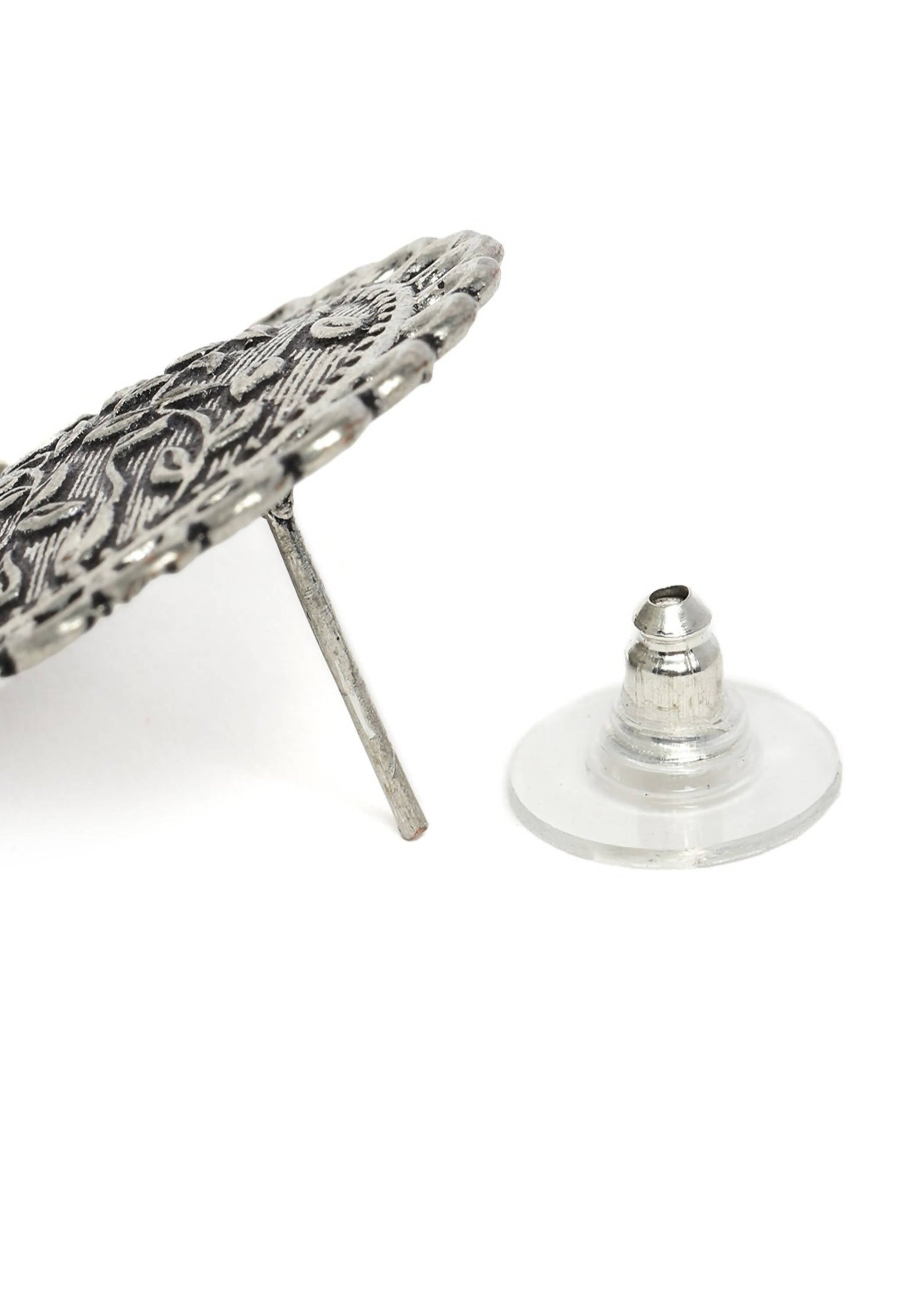 Mominos Fashion Johar Kamal Oxidised Silver Plated Stud Earrings - Grab2buy