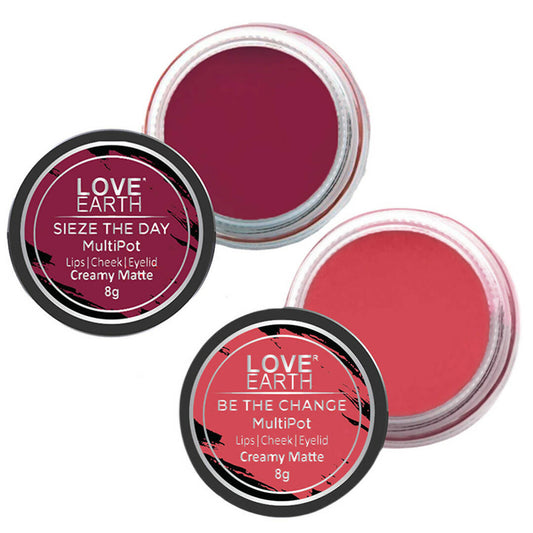 Love Earth Lip Tint & Cheek Tint Multipot Combo (Rose Pink & Raspberry Pink) Grab2Buy Love Earth Grab2Buy