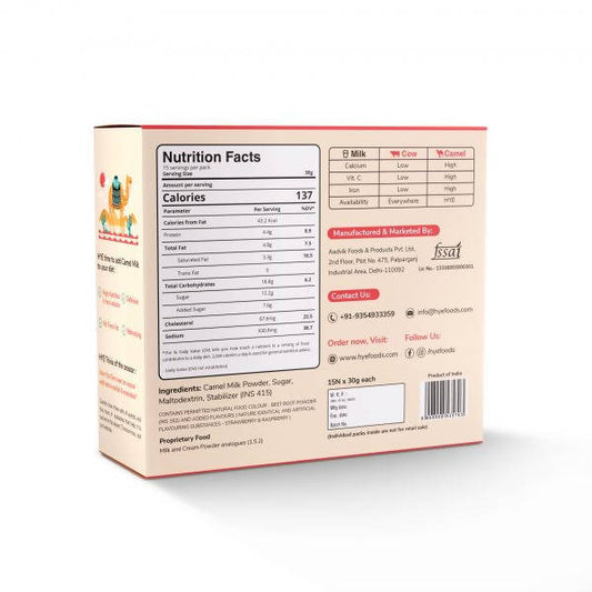 hye Foods Milky Dunes With The Goodness Of Camel Milk-Strawberry Flavour Nutrition Facts