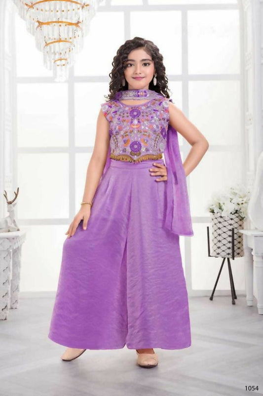 Traditional Designer Fandy Silk Purple Ethnic Fusion Wear - Anbazaar Grab2Buy Anbazaar Grab2Buy