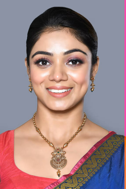 Joban Fashion Women Golden Ruby Green Pendant Set With Earrings - Distacart