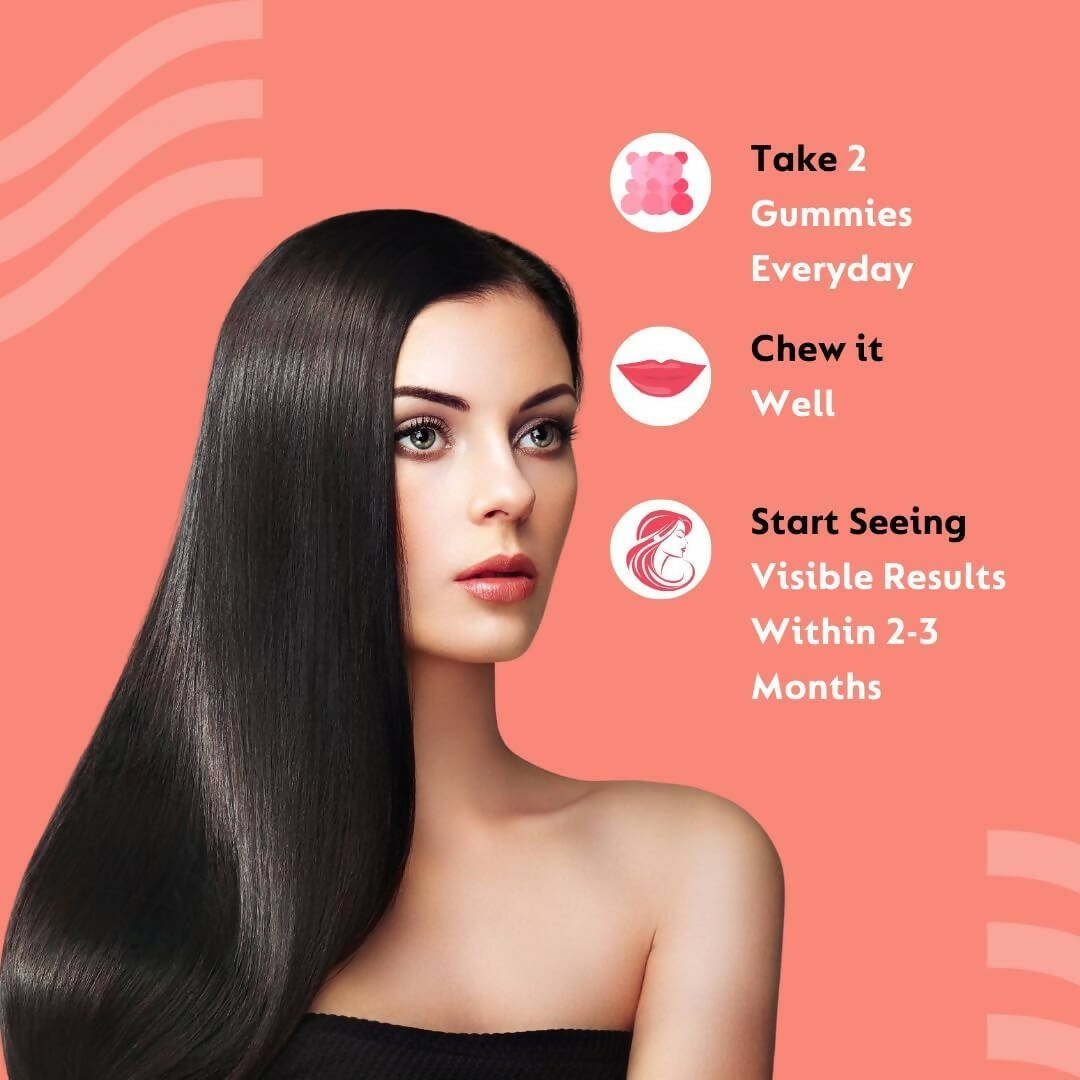 Ace Nutrimony Biotin Balanced Beauty Hair Gummies for Skin and Nails with Clinically Proven Keranat, Biotin - Strawberry - Grab2buy