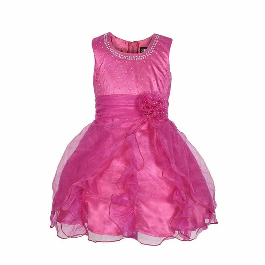 Asmaani Baby Girl's Pink Color Satin Knee Length Frock (AS-DRESS_22139) - Grab2buy