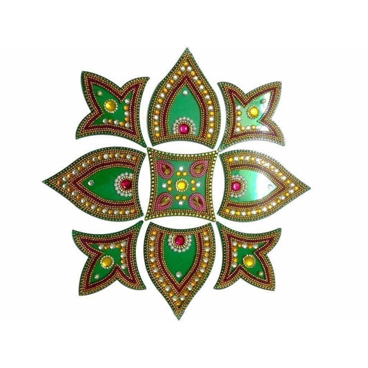 Kundan Rangoli Design Green color For Floor Decoration / Wall Decoration / Pooja Decoration - Grab2buy