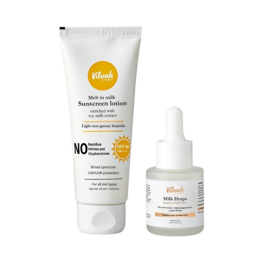 Vilvah Store Skin Brightening Face Serum & Sunscreen Combo Genie India