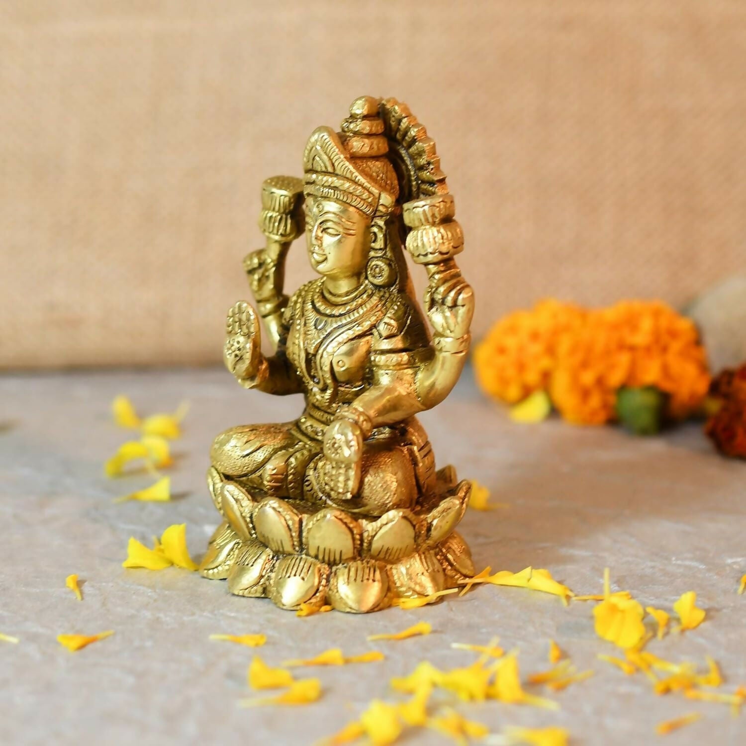 Collectible India Brass Lakshmi Goddess Statue - Grab2buy