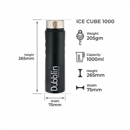 Dubblin Ice Cube Stainless Steel Fridge Water Bottle - Grab2buy