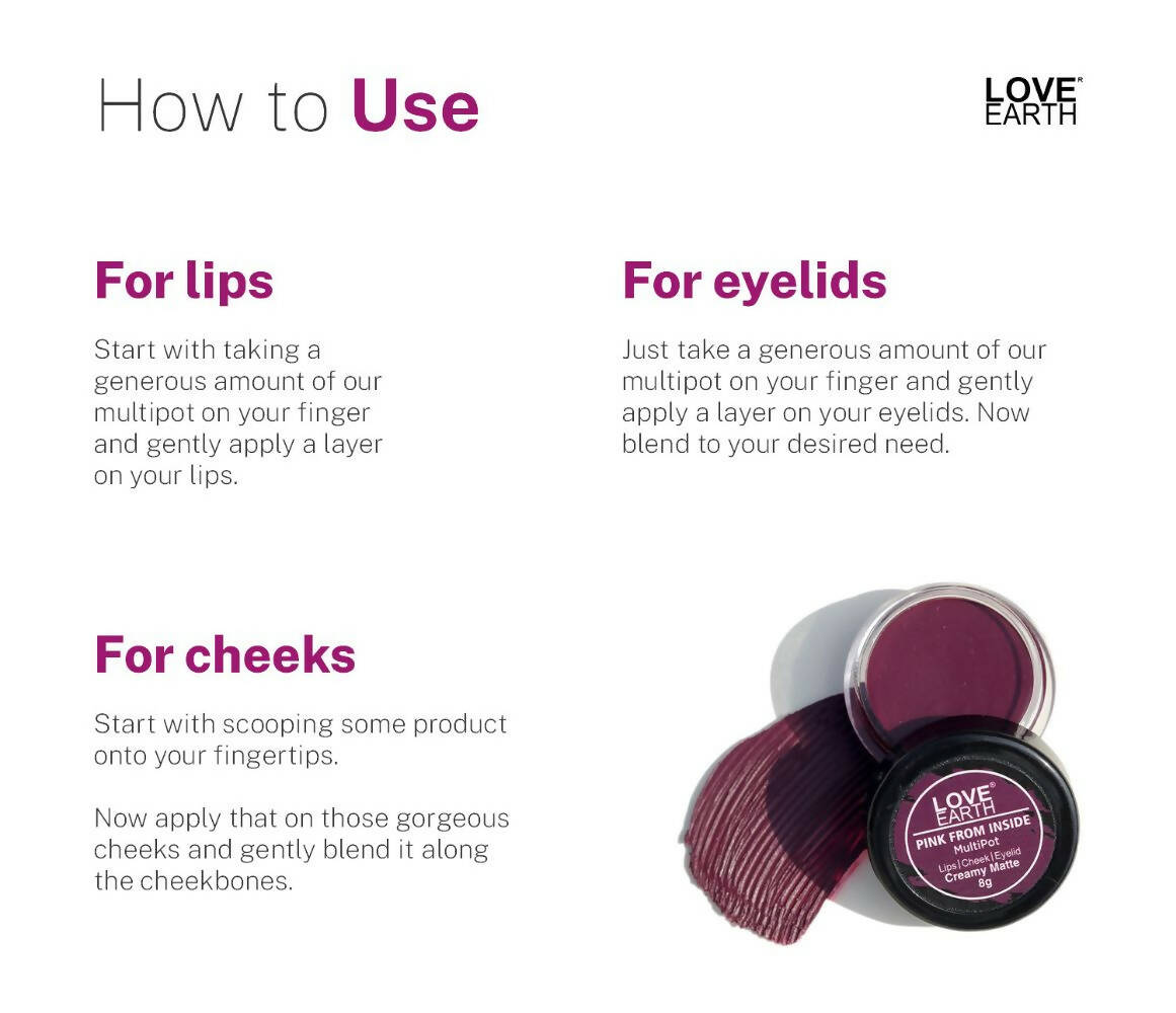 Love Earth Lip Tint & Cheek Tint Multipot - Pink From Inside - Distacart