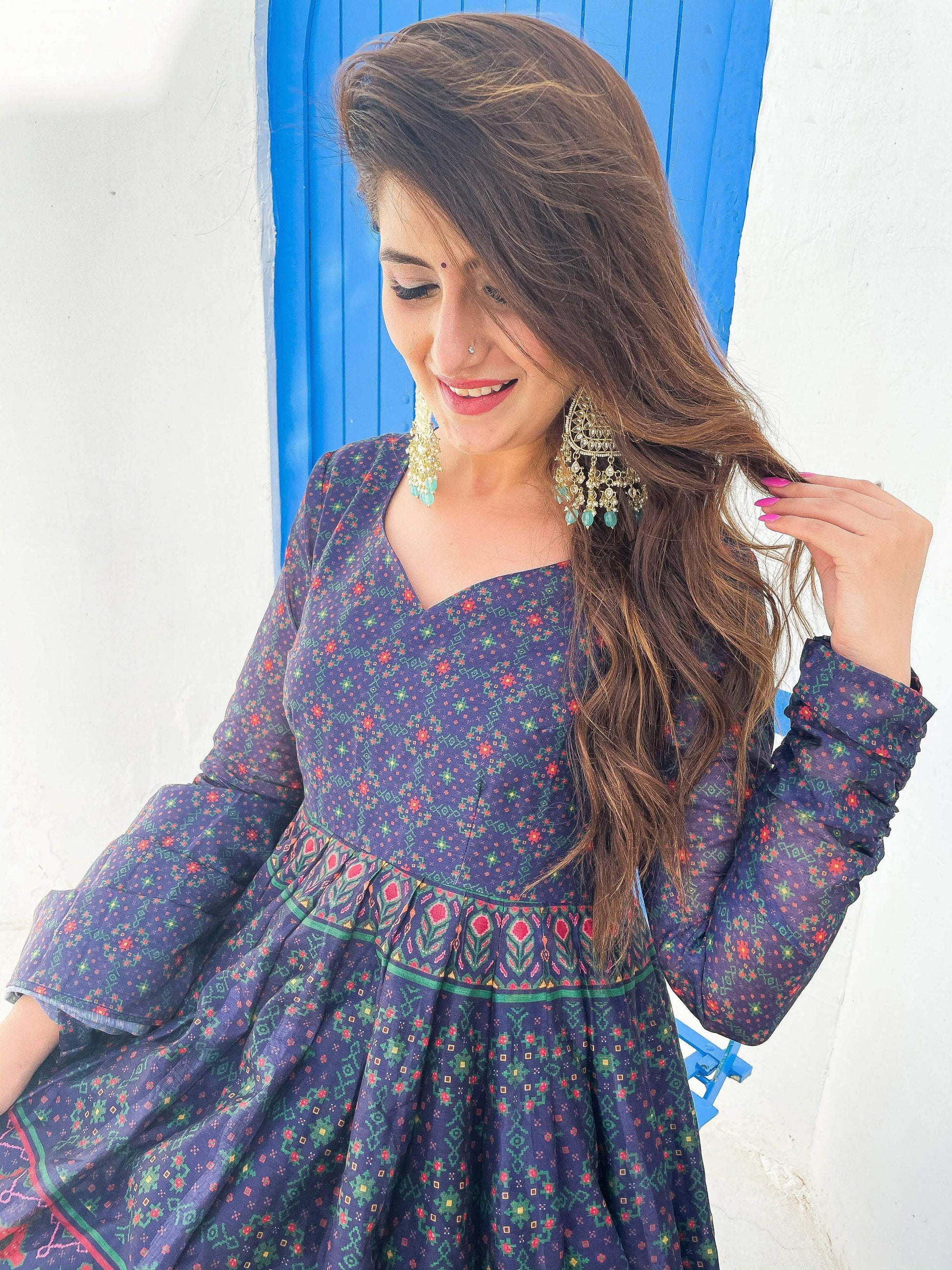 Partywear Designer Blue Chanderi Suit - Anbazaar - Grab2buy