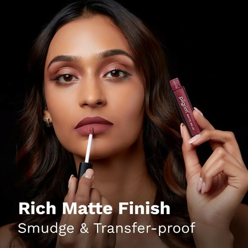 Pilgrim Liquid Matte Lipstick with Hyaluronic Acid - Flirty Rose - Grab2buy