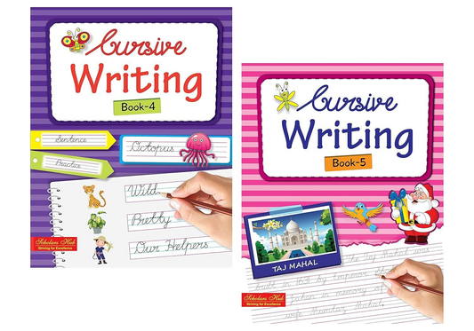 Scholars Hub Cursive Writing Books Combo (Vol. 4,5) (For Ages 8-10) (Sentences) | Pack Of 2 Books