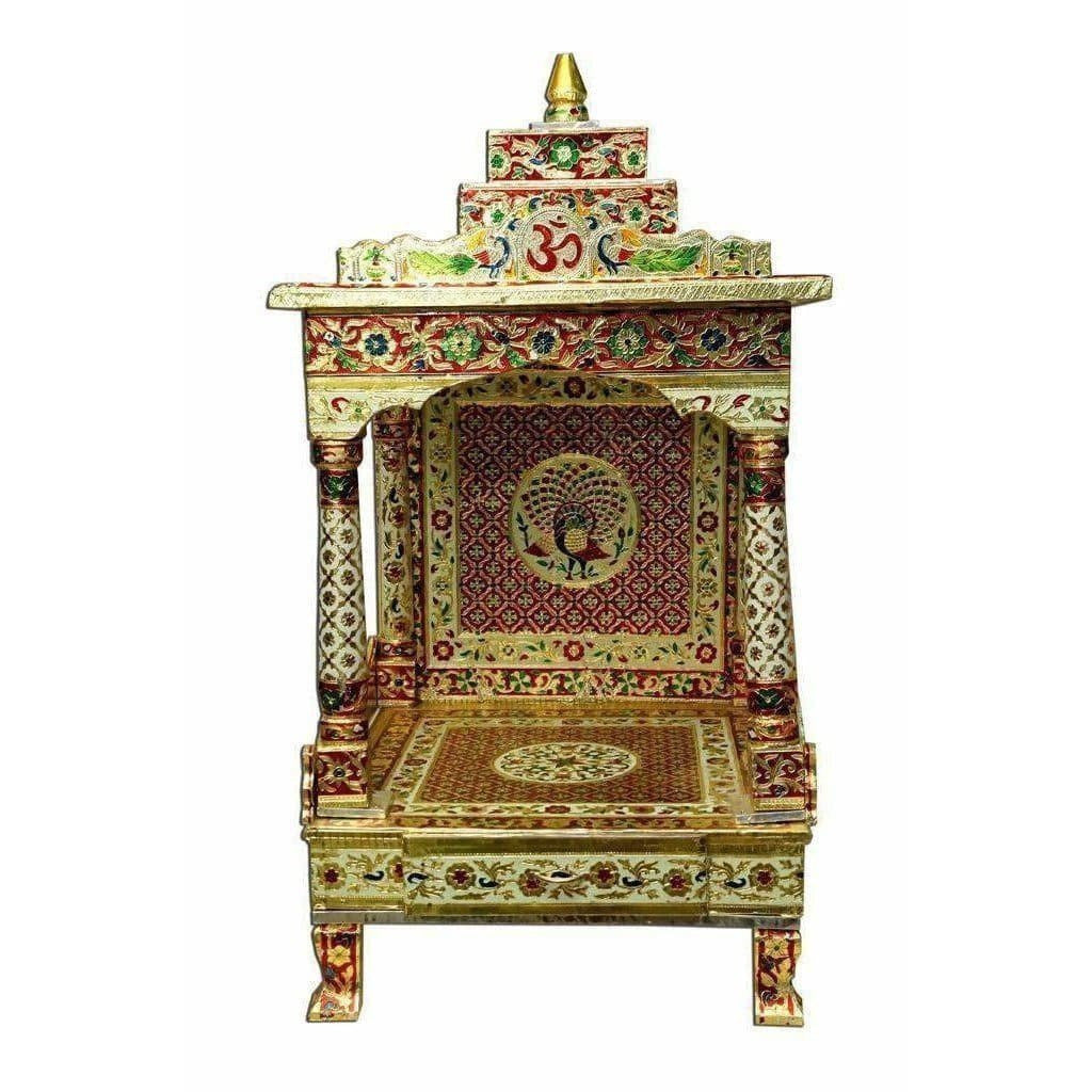 Silver Coated Multi Color Pooja Mandir / Pooja Mandiram Multi Color - Grab2buy