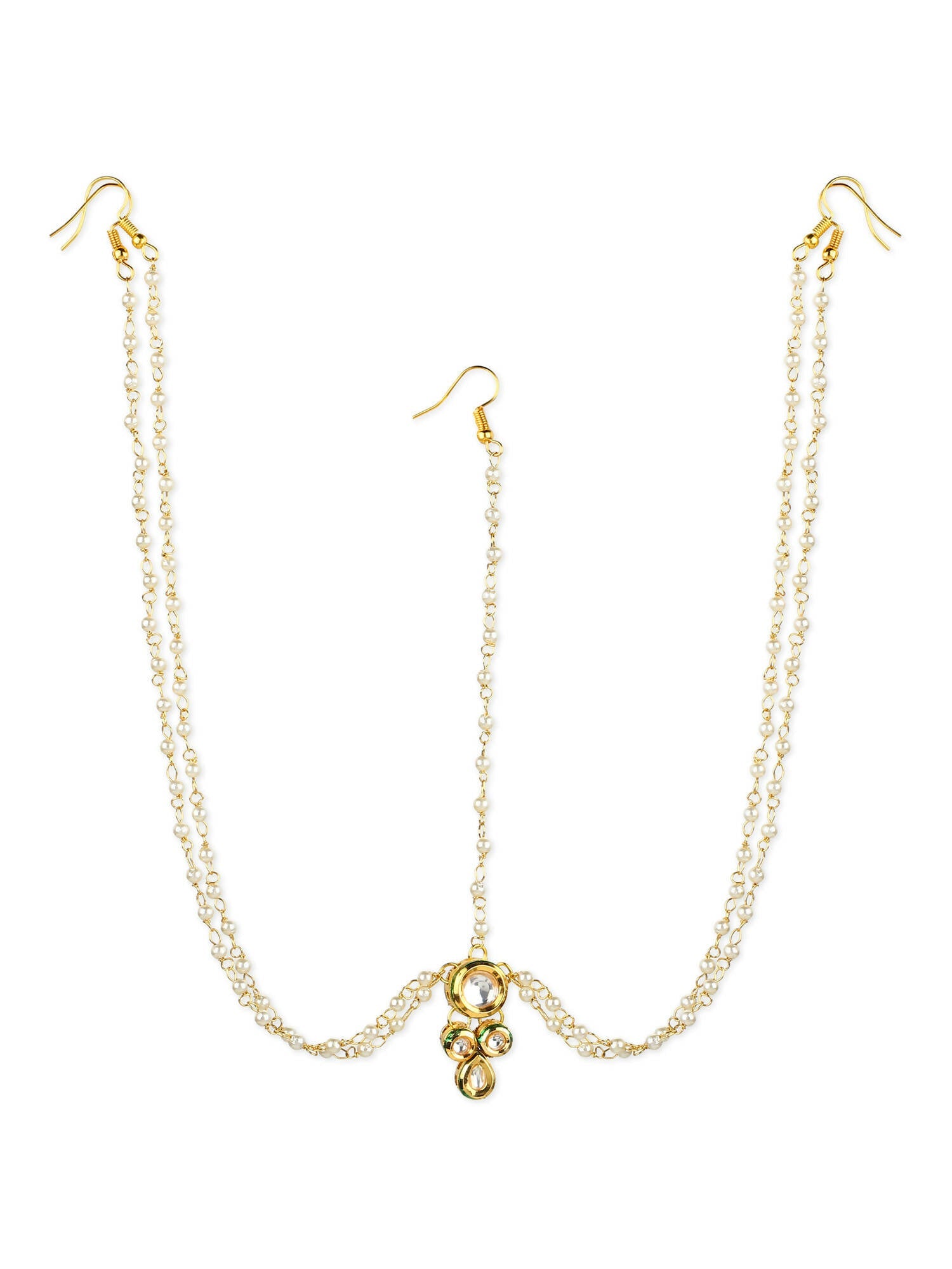 Gold-Plated Kundan Head Jewellery - Ruby Raang - Grab2buy