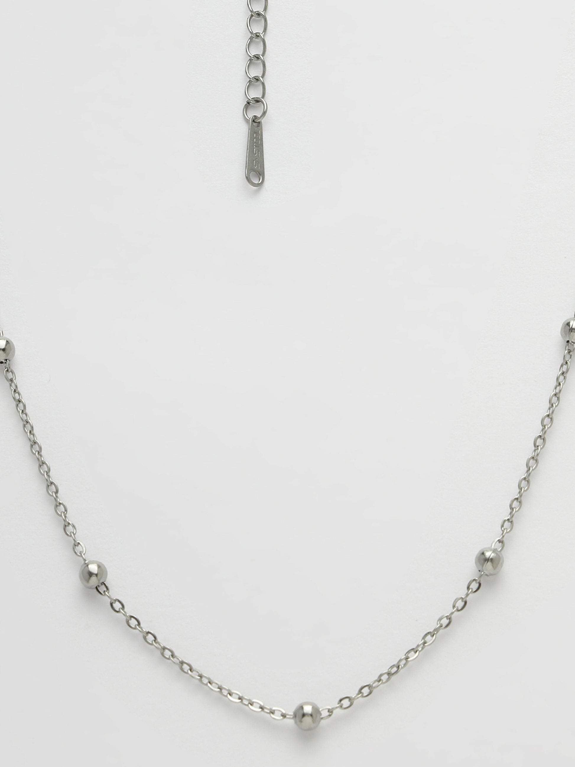 NVR Women's Silver-Toned Artificial Beads German Silver Oxidised Chain - Grab2buy