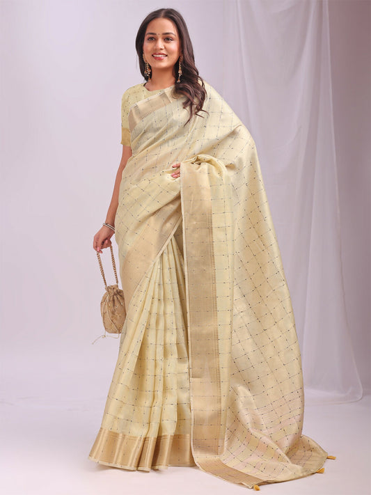 Shree Shyam Fashion Organza Gold Saree