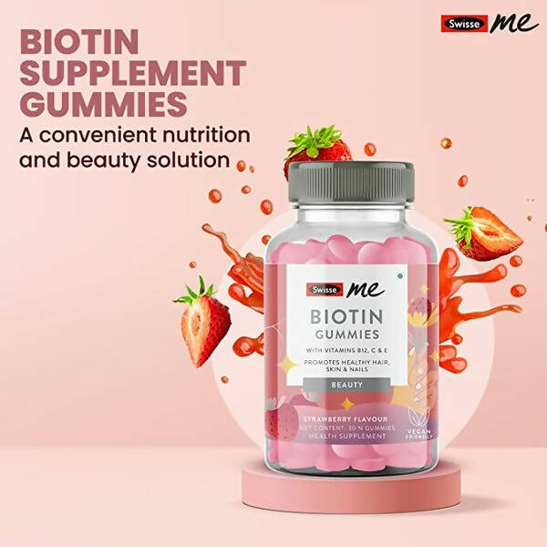 Swisseme Biotin Gummies With Vitamin B12, C & E For Healthy Hair & Nails - Grab2buy
