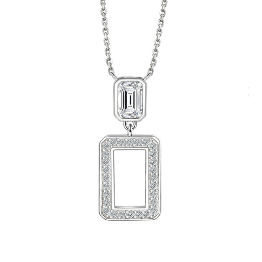 Cauer Elegant 14K White Gold Plated Moissanite Pendant Necklace Grab2Buy Cauer Grab2Buy