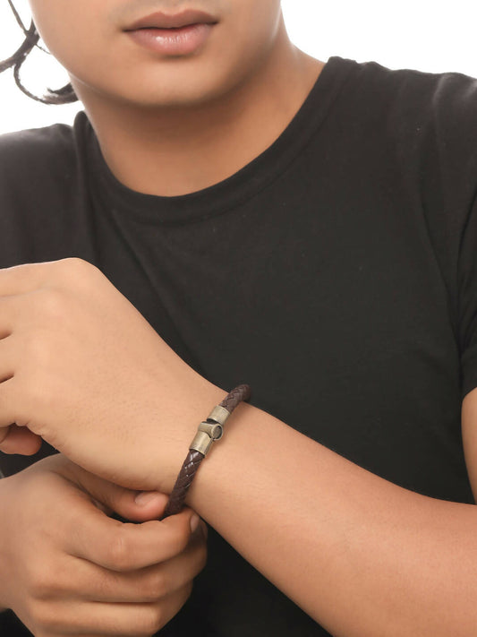 NVR Men's Brown Leather Bracelet | Grab2Buy