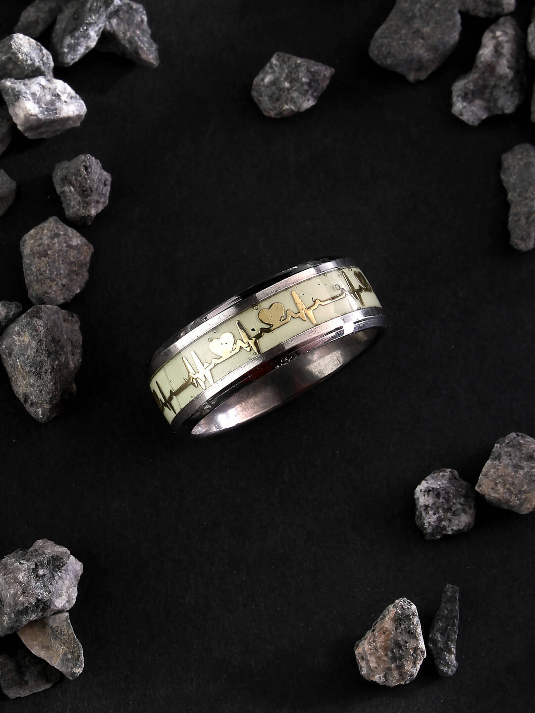 NVR Men's Rhodium-Plated Silver-Toned Stainless Steel Finger Ring - Grab2buy