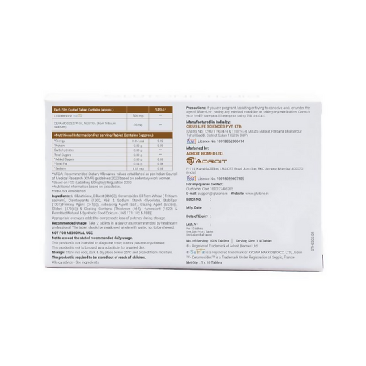 Glutone-Hydra Setria Glutathione & Ceramosides Tablets Grab2Buy Glutone Grab2Buy