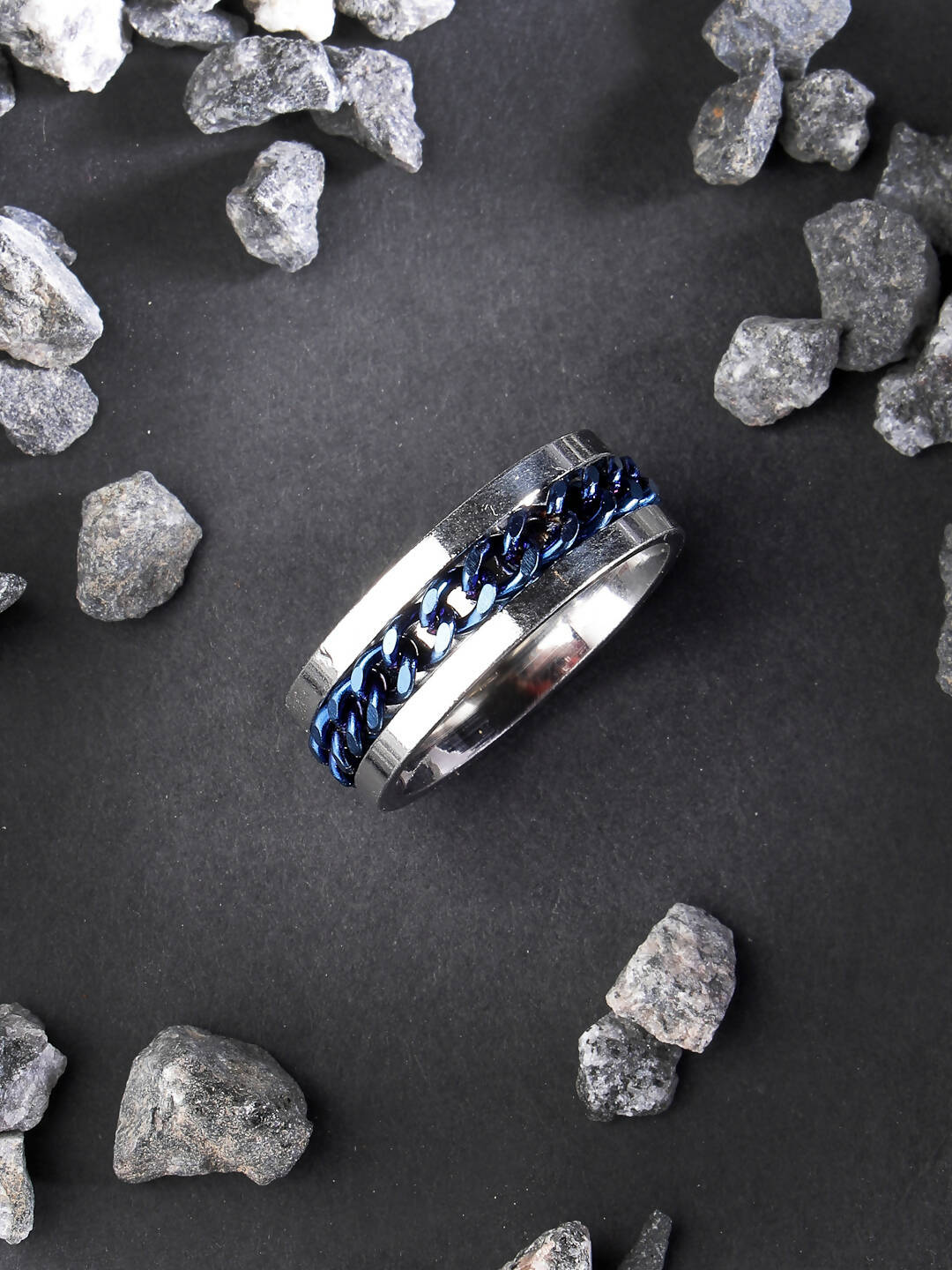 NVR Men's Rhodium Plated Stainless Steel Finger Ring - Grab2buy