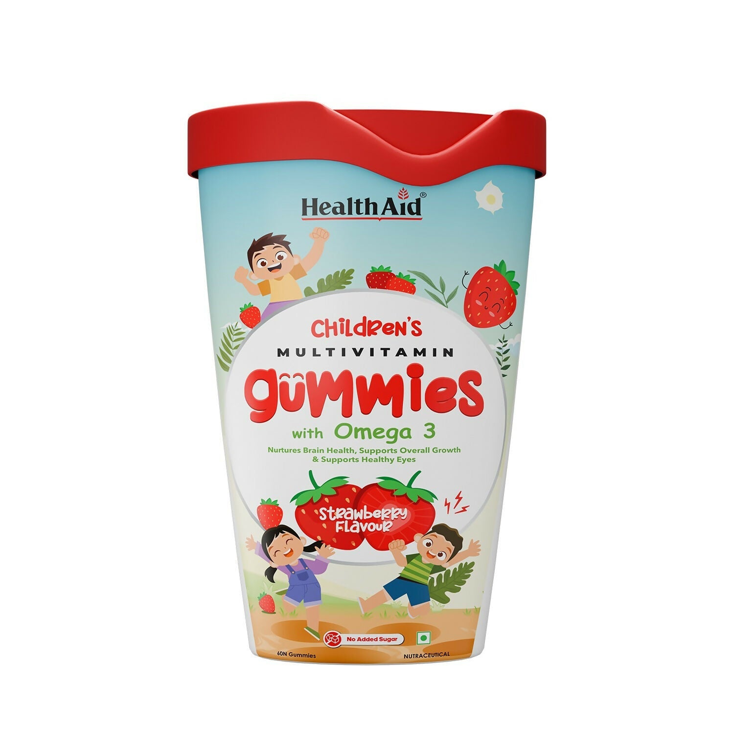 HealthAid Children's Multivitamin Gummies with Omega 3 Gummies - Strawberry Flavour - Grab2buy