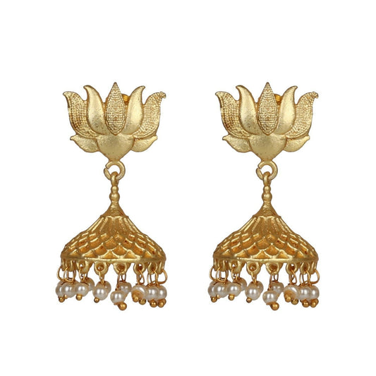 Joban Fashion Women Matte Gold Brass Jhumka | Swadesiicart