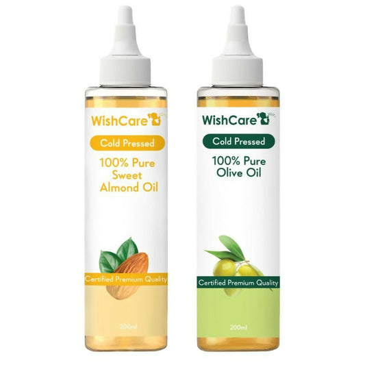 Wishcare 100% Pure Cold Pressed Olive Oil & Badam Rogan Sweet Almond Oil Combo Grab2Buy Wishcare Grab2Buy