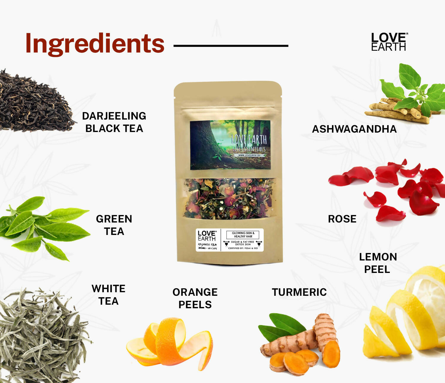 Love Earth Life Essentials Organic tea (Glowing Skin & Healthy Hair) - Grab2buy