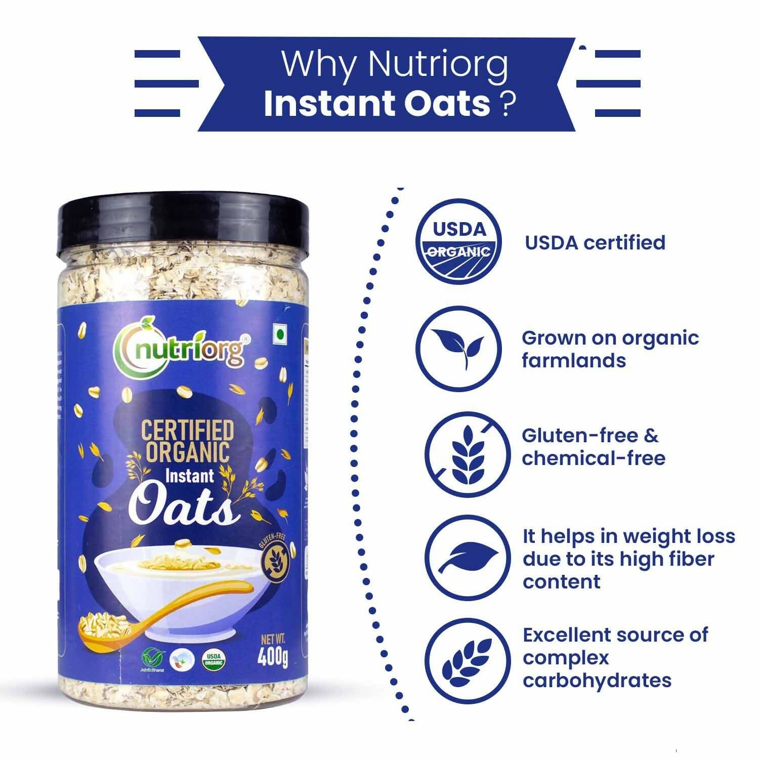 Nutriorg Certified Organic Instant Oats - Grab2buy