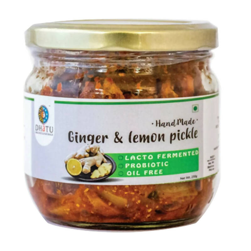 Dhatu Organics & Naturals Oil Free Ginger Lemon Pickle - Grab2buy