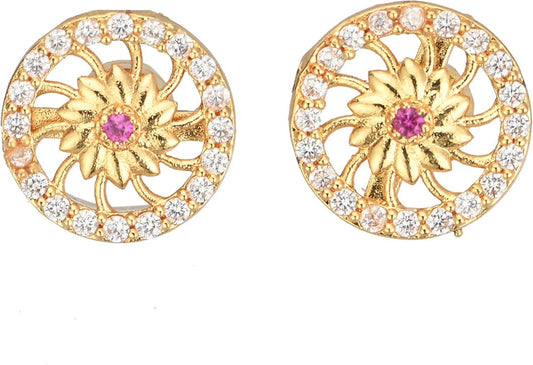 AanyaCentric Elegant Gold-Polished Ad American Diamond Earrings for Women Girls of All Ages Grab2Buy AanyaCentric Grab2Buy