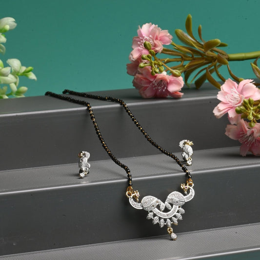 AanyaCentric Ad Short Mangalsutra Set Pendant with Earrings Golden Grab2Buy AanyaCentric Grab2Buy