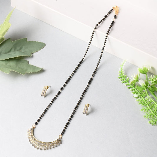 AanyaCentric Ad Short Mangalsutra Set Pendant with Earrings Golden Grab2Buy AanyaCentric Grab2Buy