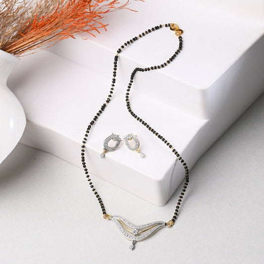 AanyaCentric Ad Short Mangalsutra Set Pendant with Earrings Golden Grab2Buy AanyaCentric Grab2Buy