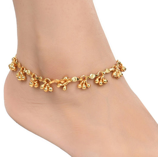 AanyaCentric Gold-Polished White Metal Payal Indian Traditional Ethnic Fashion Imitation Jewellery Foot Chain Grab2Buy AanyaCentric Grab2Buy