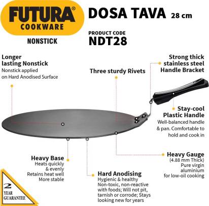 Hawkins Futura Non-stick Dosa Tava 28 cm Diameter (NDT28) - Grab2buy