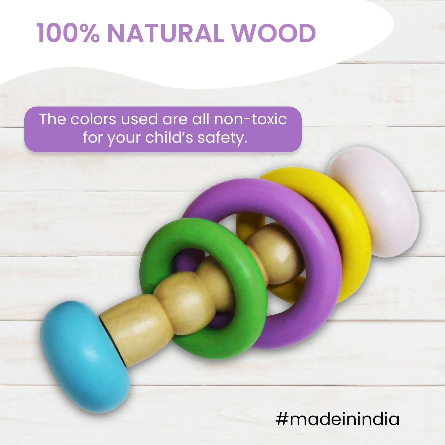 Matoyi Classic Wooden Dumbbell Rattle For Babies - Grab2buy