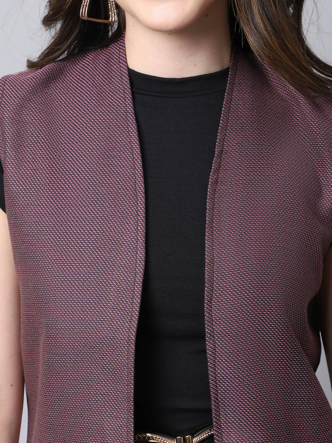 Even Apparels Navy 100% Polyester Open Front Women's Waistcoat - Grab2buy