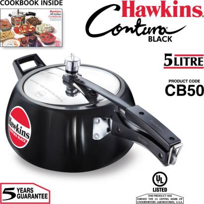 Hawkins Contura Black 5 L Pressure Cooker (CB50) Grab2Buy Hawkins Grab2Buy