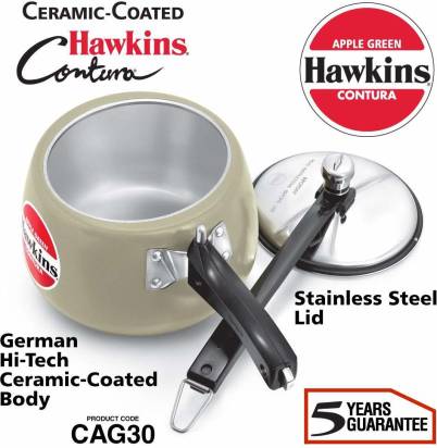 Hawkins Ceramic Coated Contura 3 L Pressure Cooker (CAG30) Grab2Buy Hawkins Grab2Buy