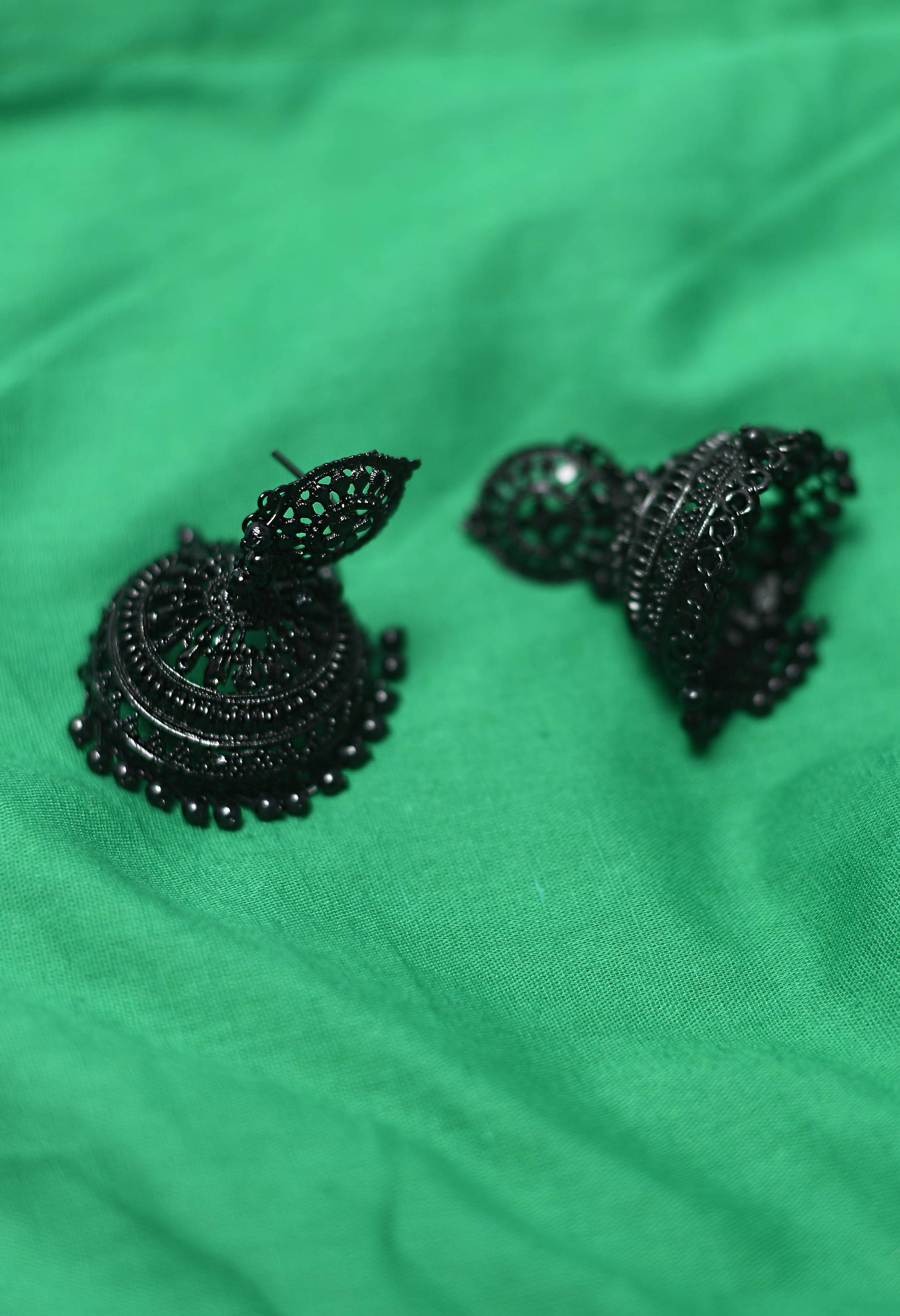 Mominos Fashion Johar Kamal Latest Design Black Color Jhumkas - Grab2buy