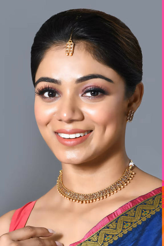 Joban Fashion Women Golden White Polki Necklace Set With Earrings - Distacart