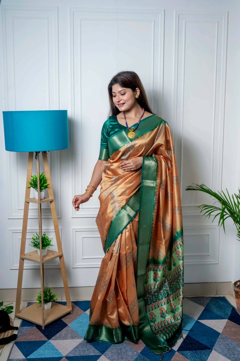 Aastha Fashion Mustard Woven Soft Silk Saree with Blouse - Grab2buy