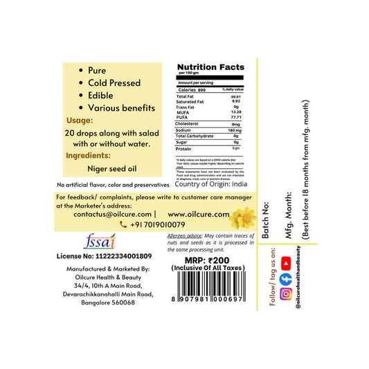 Oilcure Niger Seed Oil - Grab2buy
