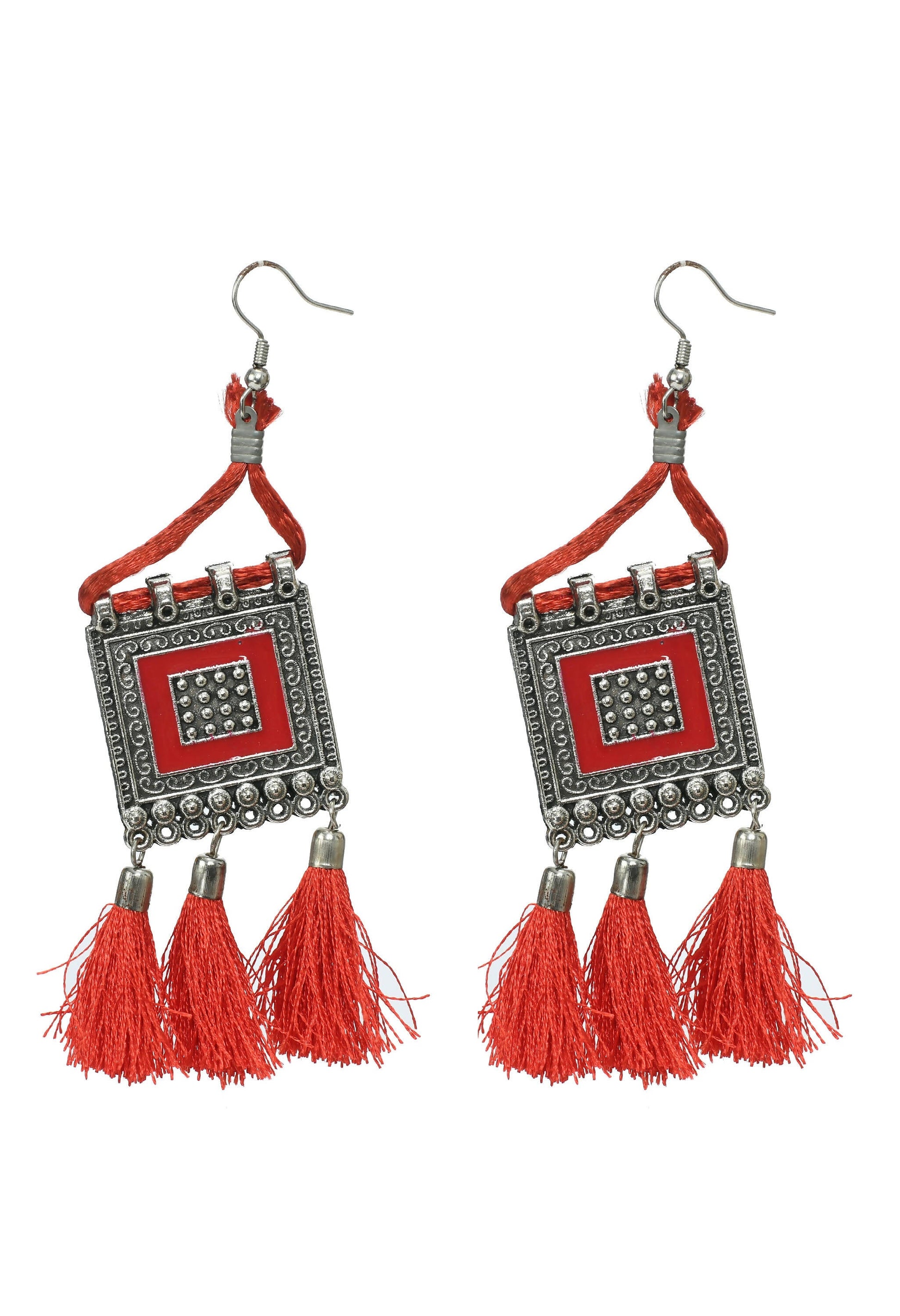 Mominos Fashion Johar Kamal Oxidised Silver-Plated Brass Finish Tassel Work Handicraft Choker For Women (Multi) - Grab2buy