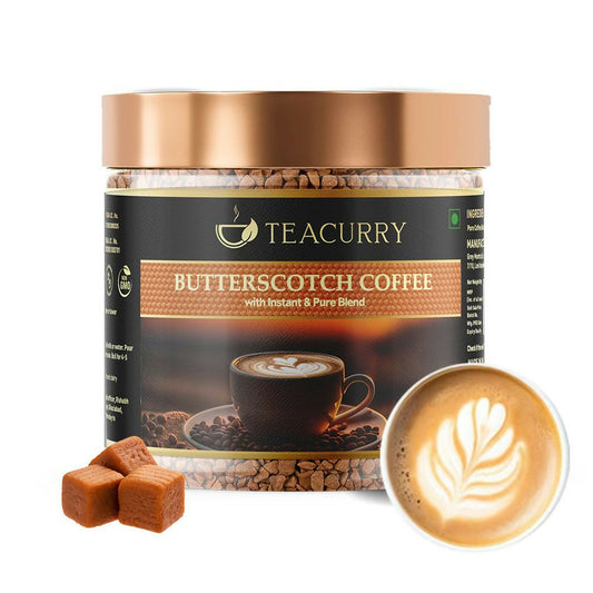 Teacurry Butterscotch Coffee - Arabica Freeze Dried Coffee for Instant Hot & Cold Coffee - Grab2buy
