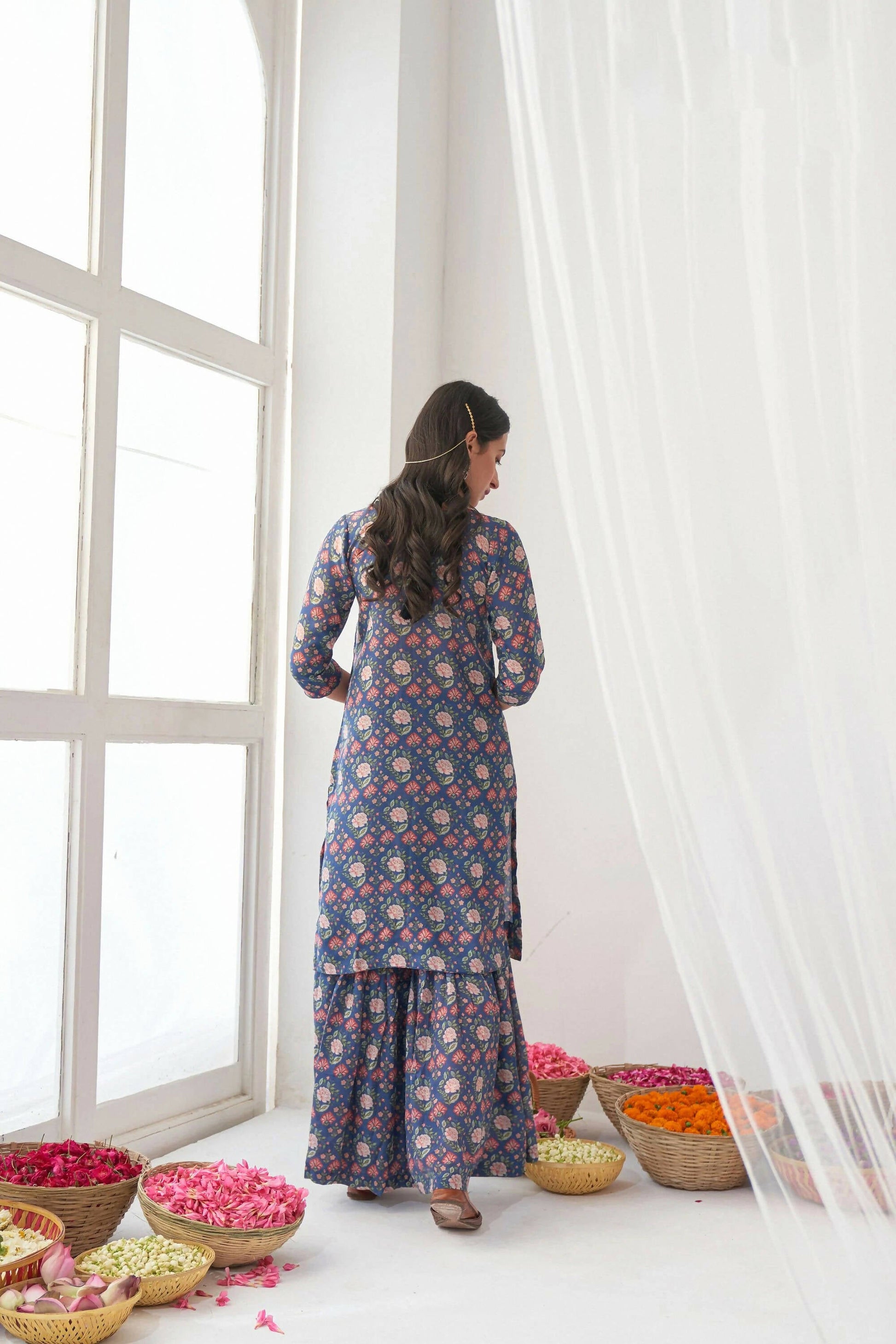 Designer Stylish Blue Muslin Stitched Suit With Dupatta - Anbazaar - Grab2buy
