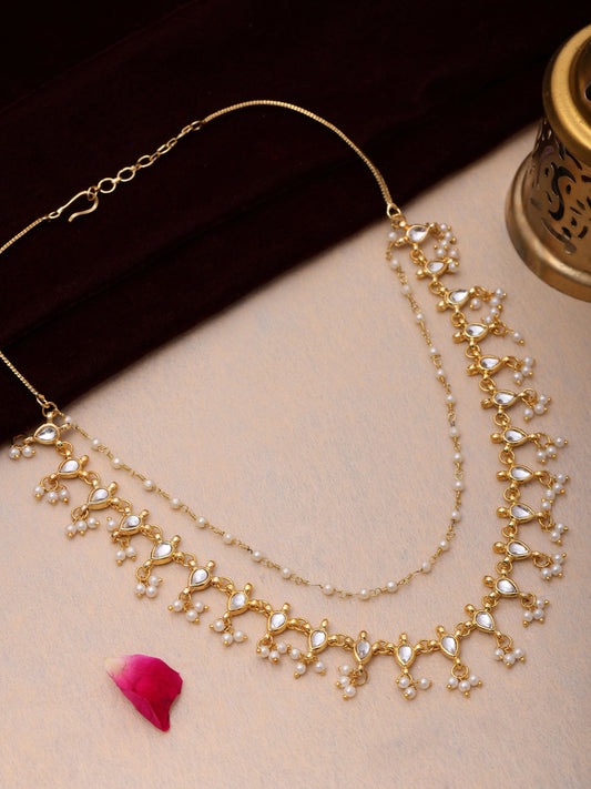 Ruby Raang Gold Kundan and Pearl Necklace | Grab2Buy
